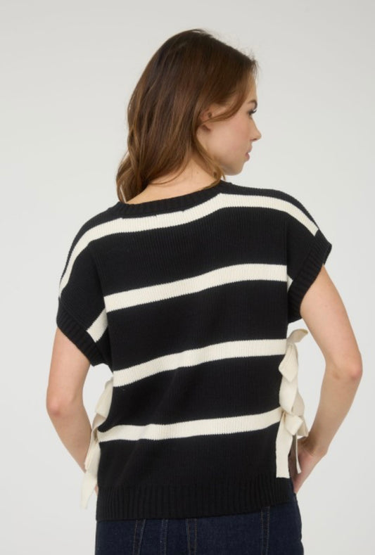 Black Side Tie Sweater