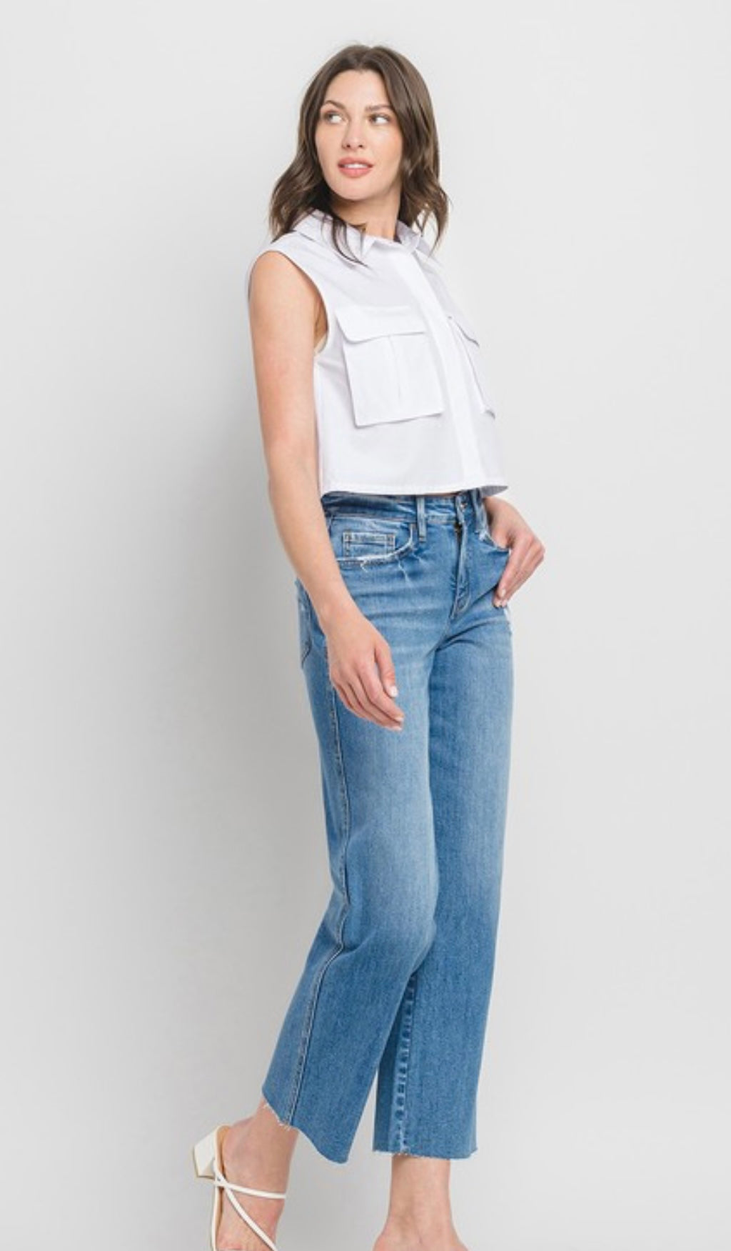 High Rise Slim Wide Leg Jeans