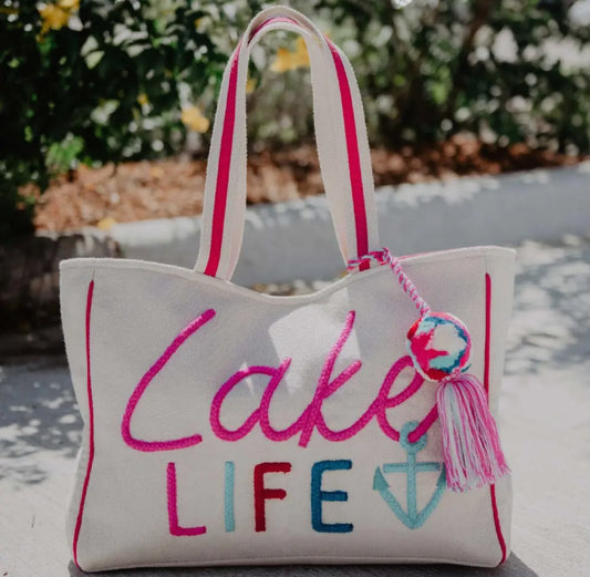 Lake Life Tote Beach Bag