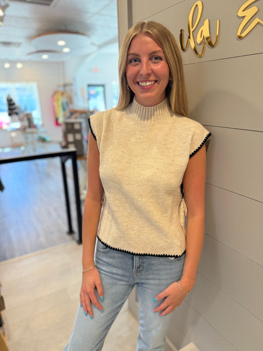 Mock Neck Side Tie Sweater