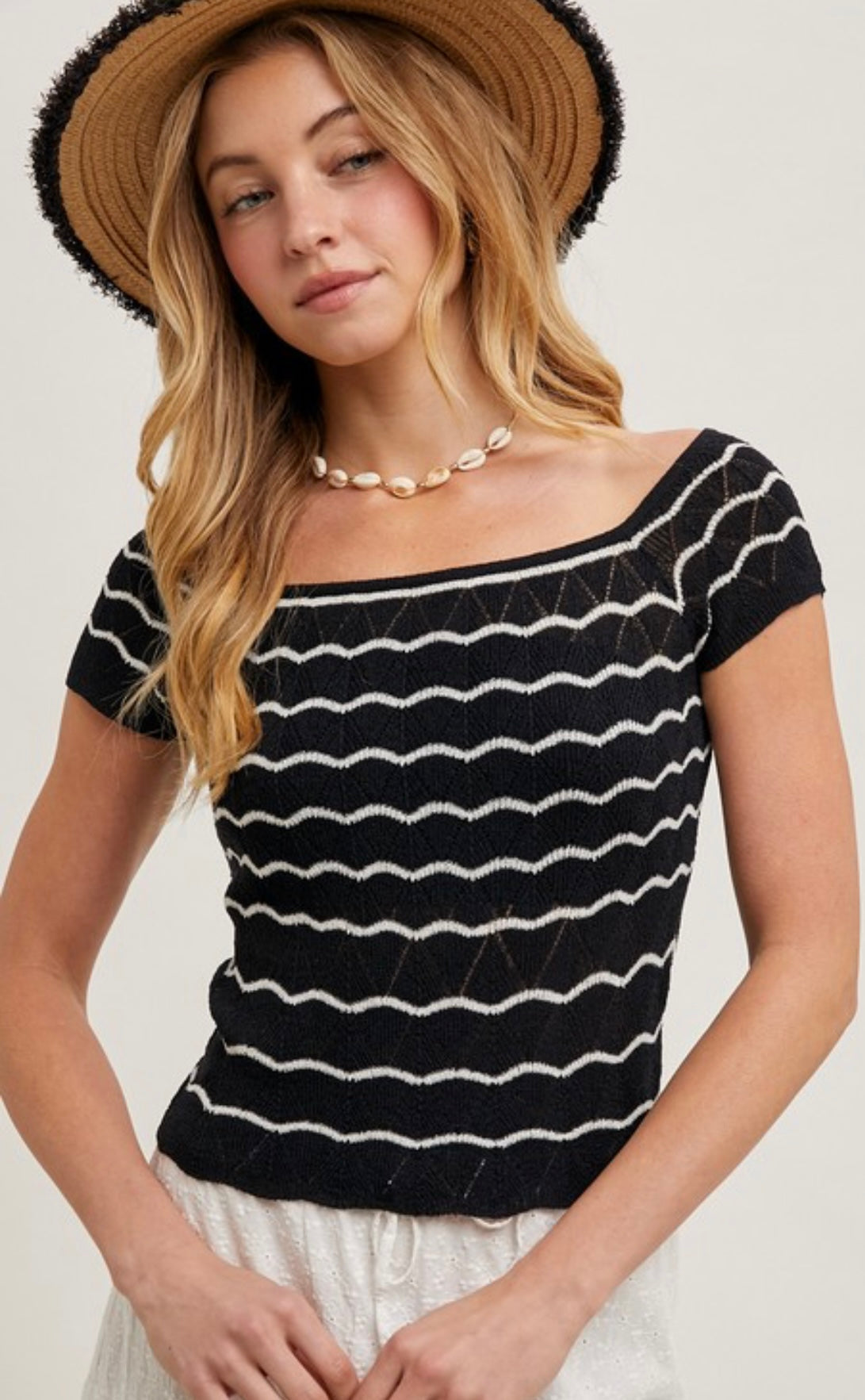 Striped Boat Neck Top