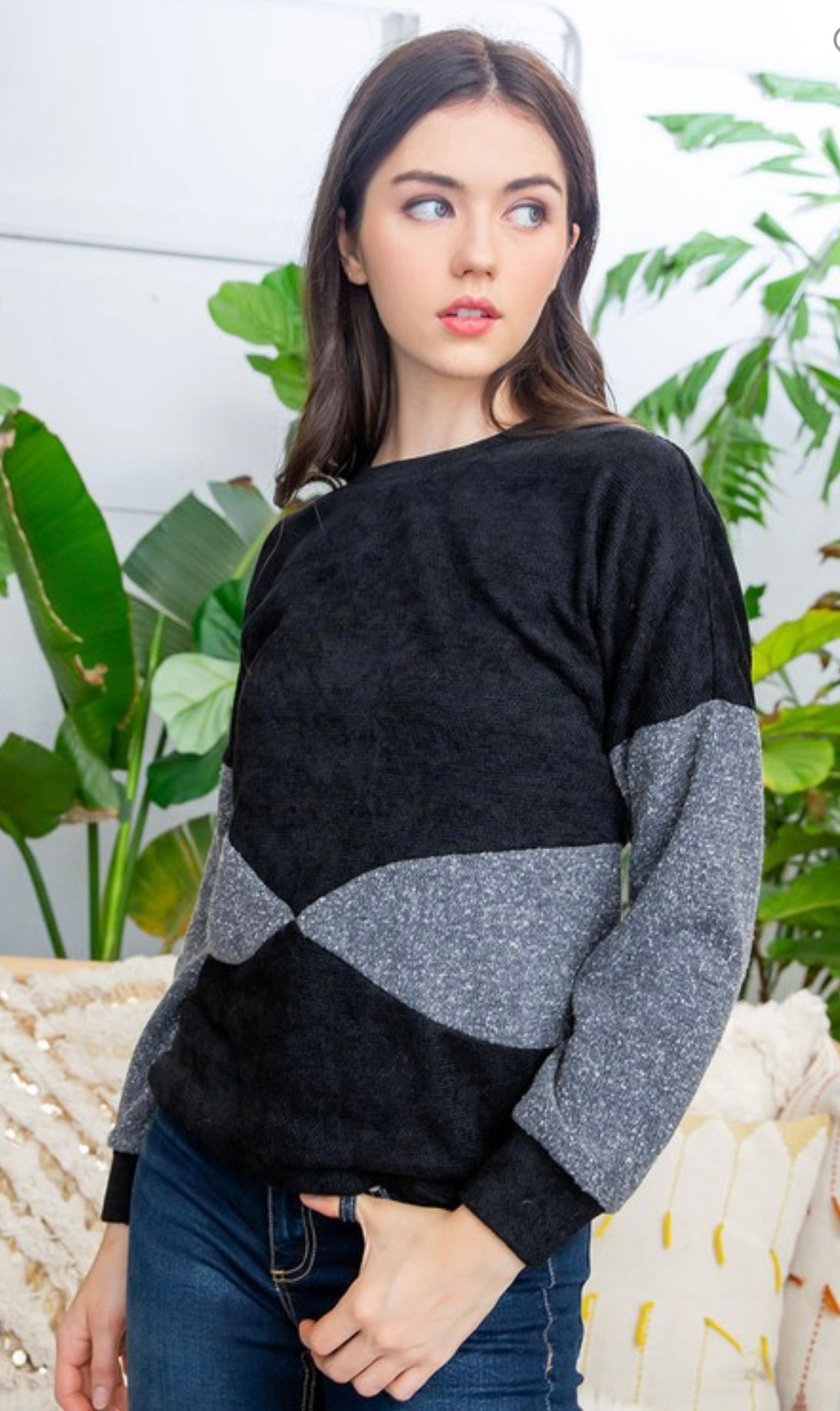 Black Colorblock Sweater