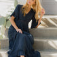 V-Neck Lace Trim Maxi Dress