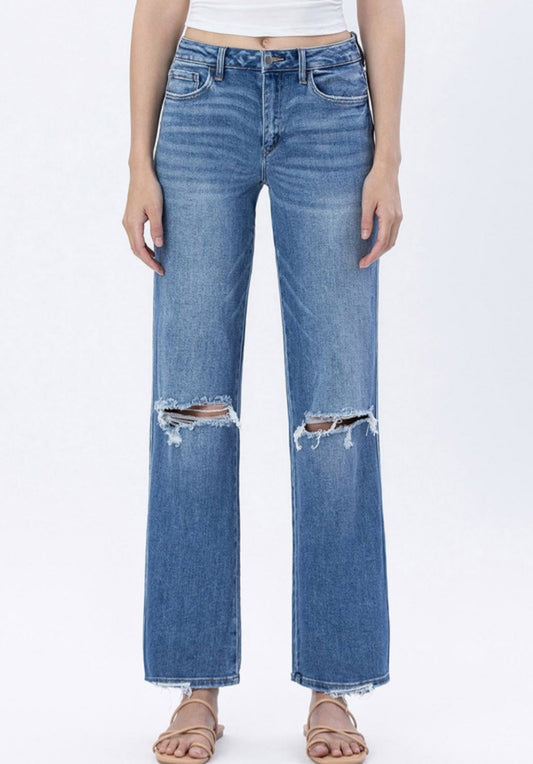 High Rise Slim Wide Jeans