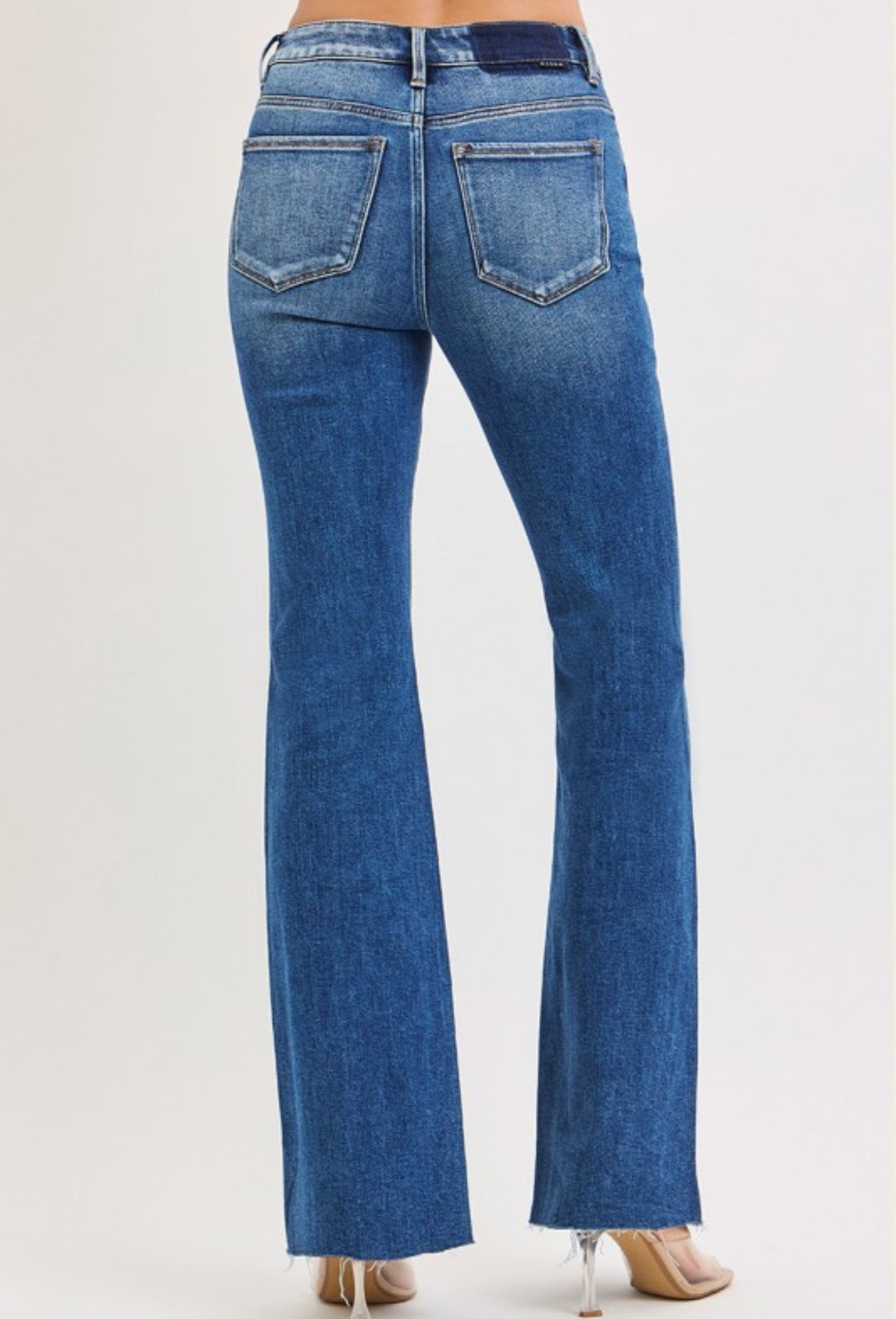 High Rise Raw Hem Flare