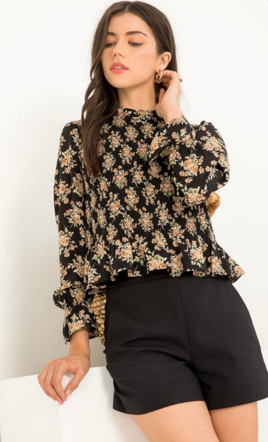 Smocked Floral Top