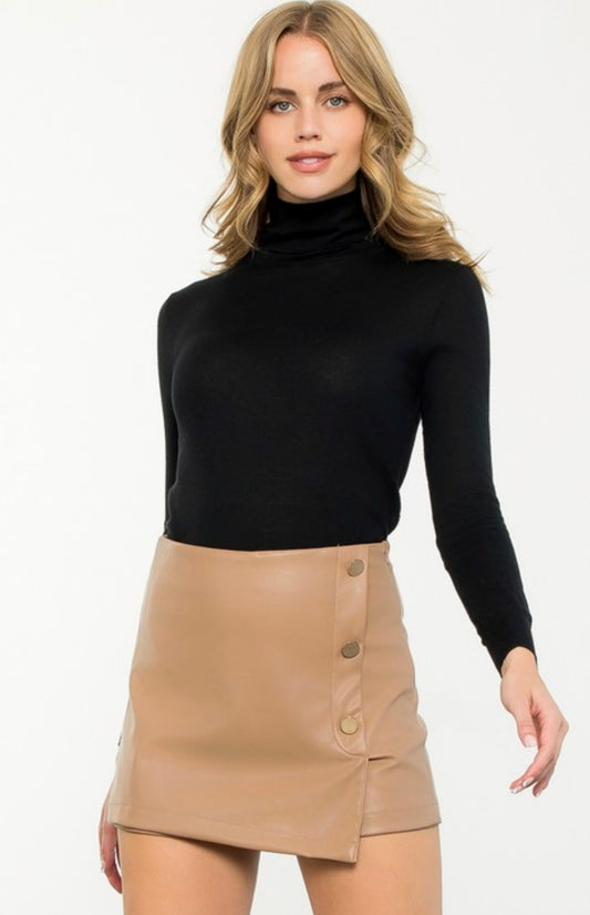Beige Leather Skort