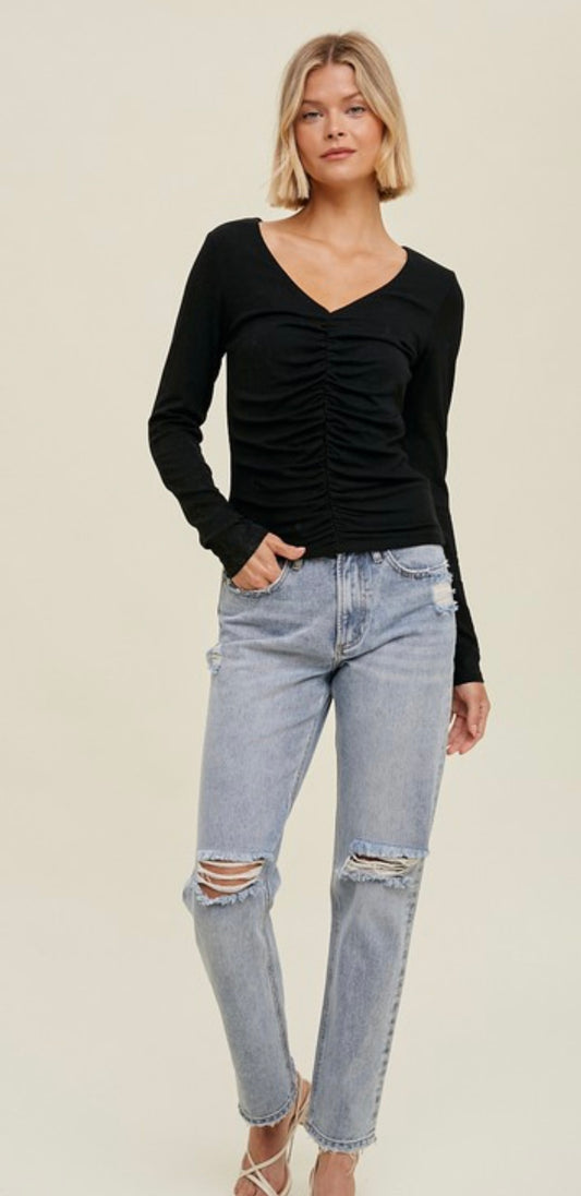 Black Ruched Top