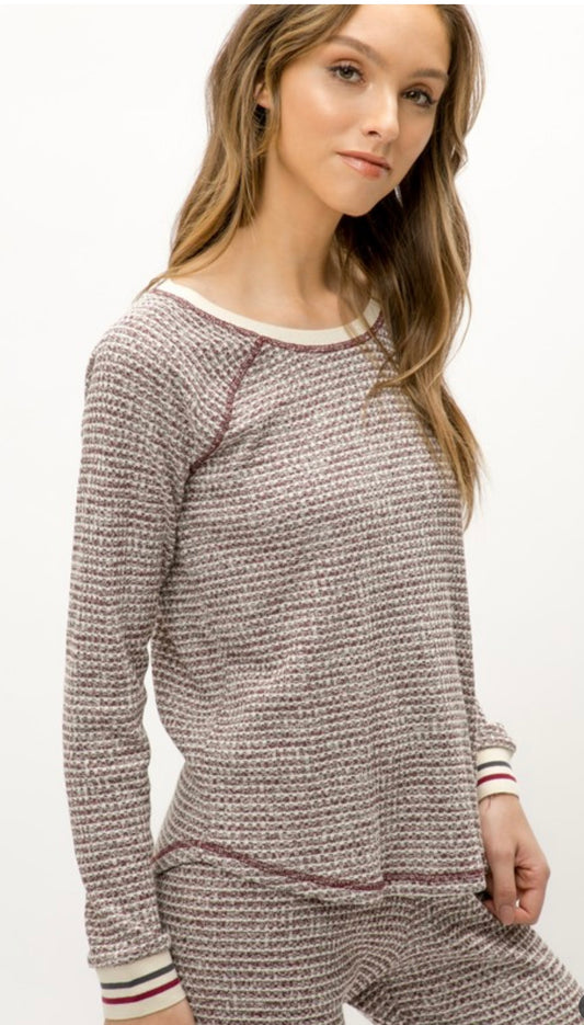 Waffle Knit Raglan Top