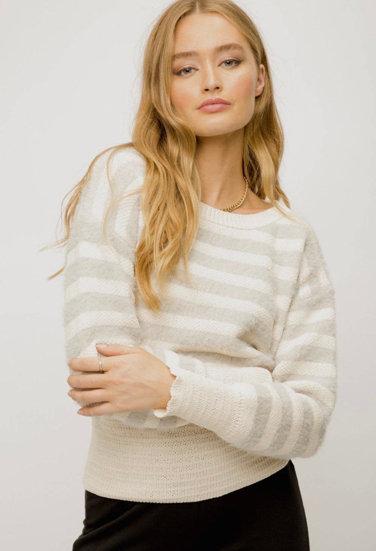 Chenille Mix Stripe Sweater
