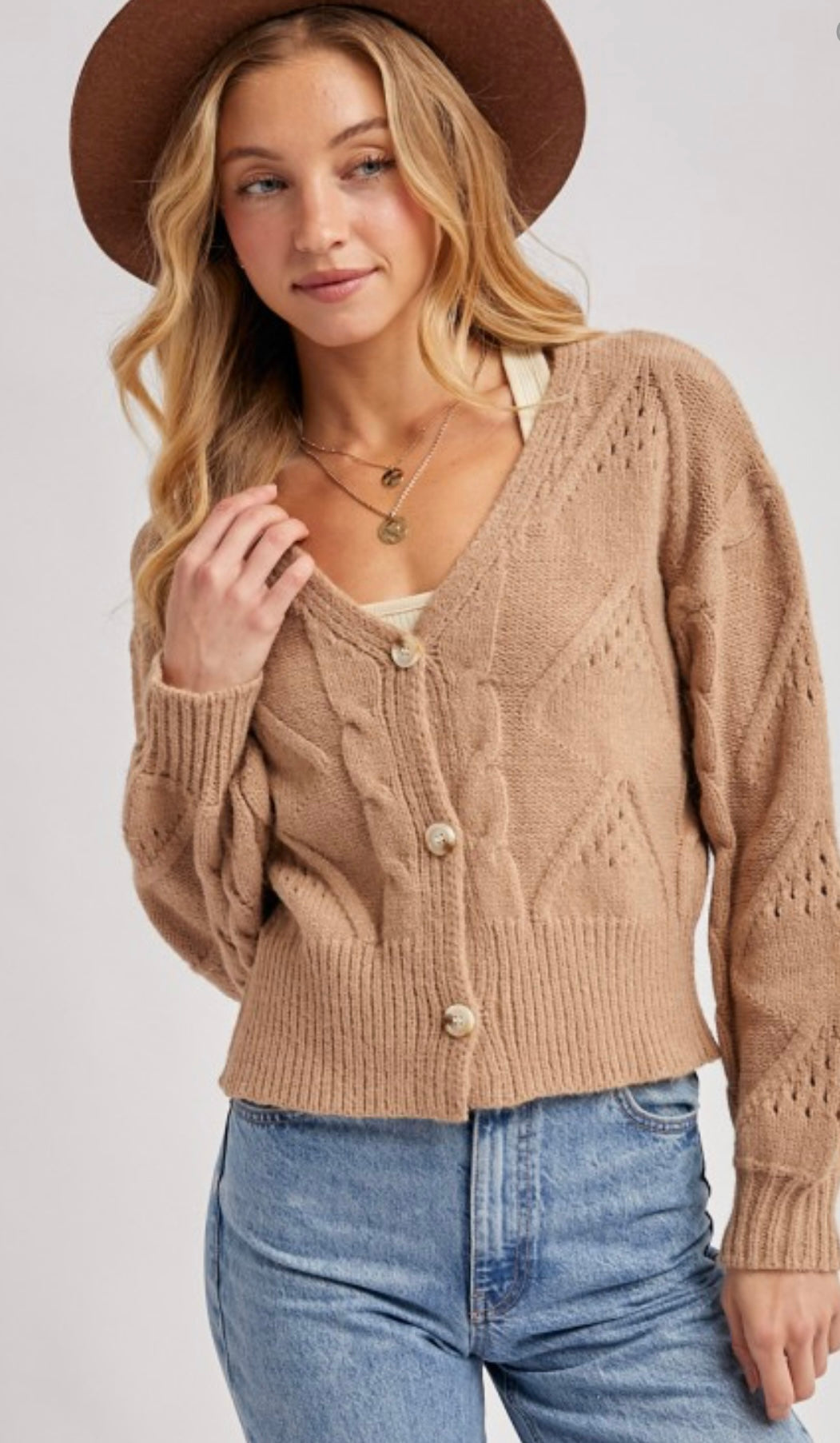 Latte cropped cardigan