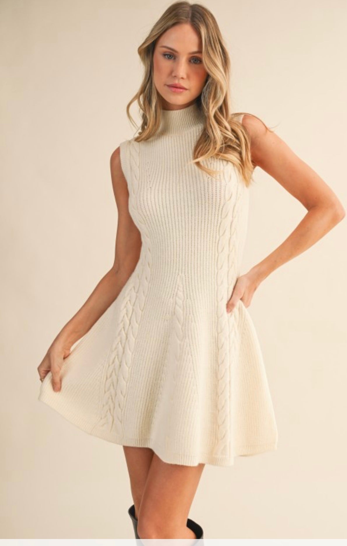 Cable Knit Sleeveless Mini Dress