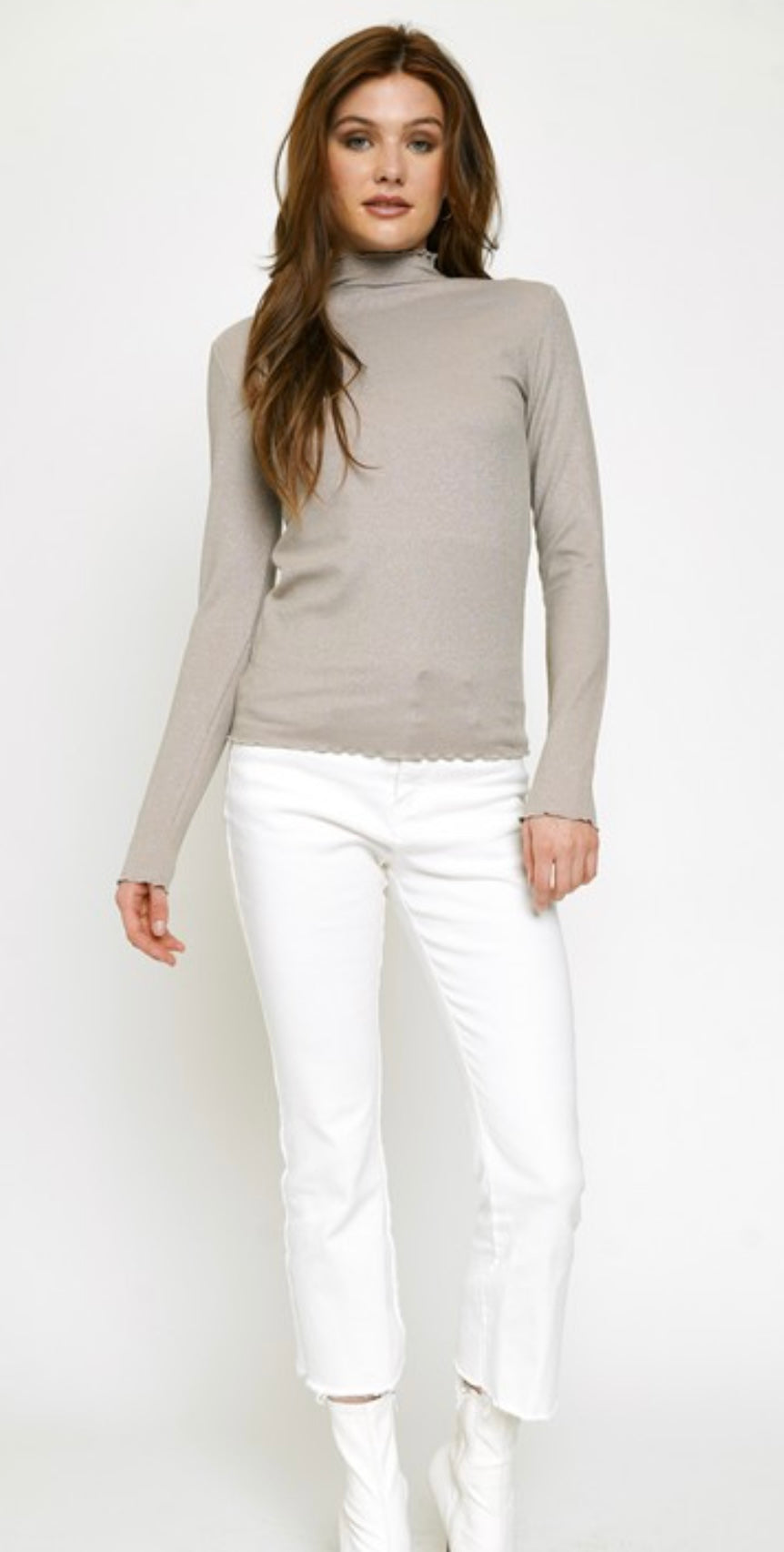 Mock Neck Fitted Top 2 Colors