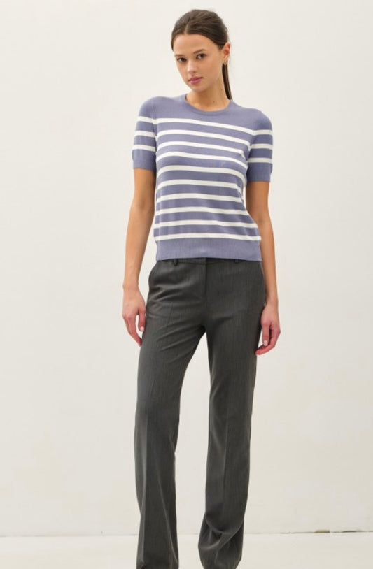 Striped Short Sleeve Sweater