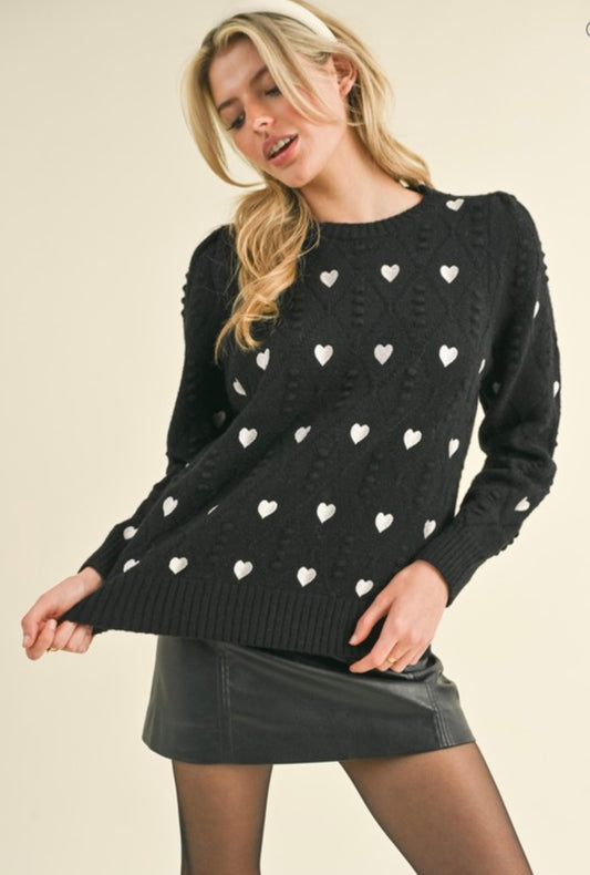 Black Ivory Heart Sweater