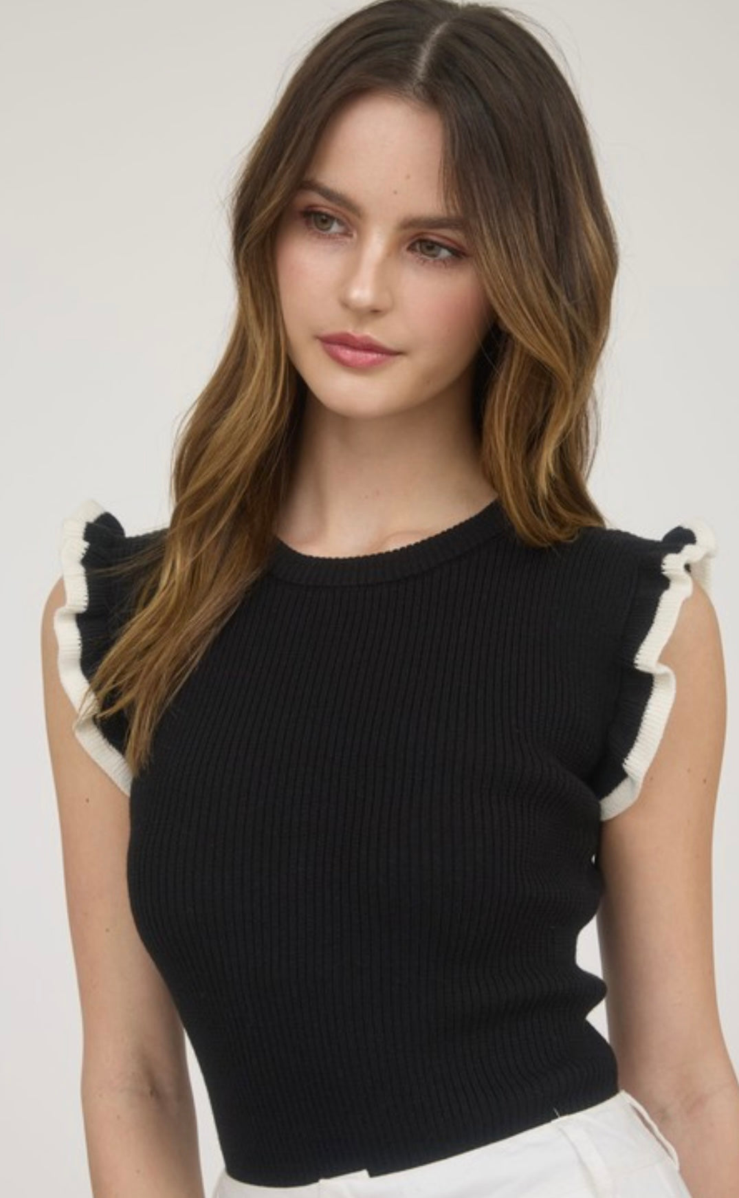 Ruffle Sleeve Knit Top