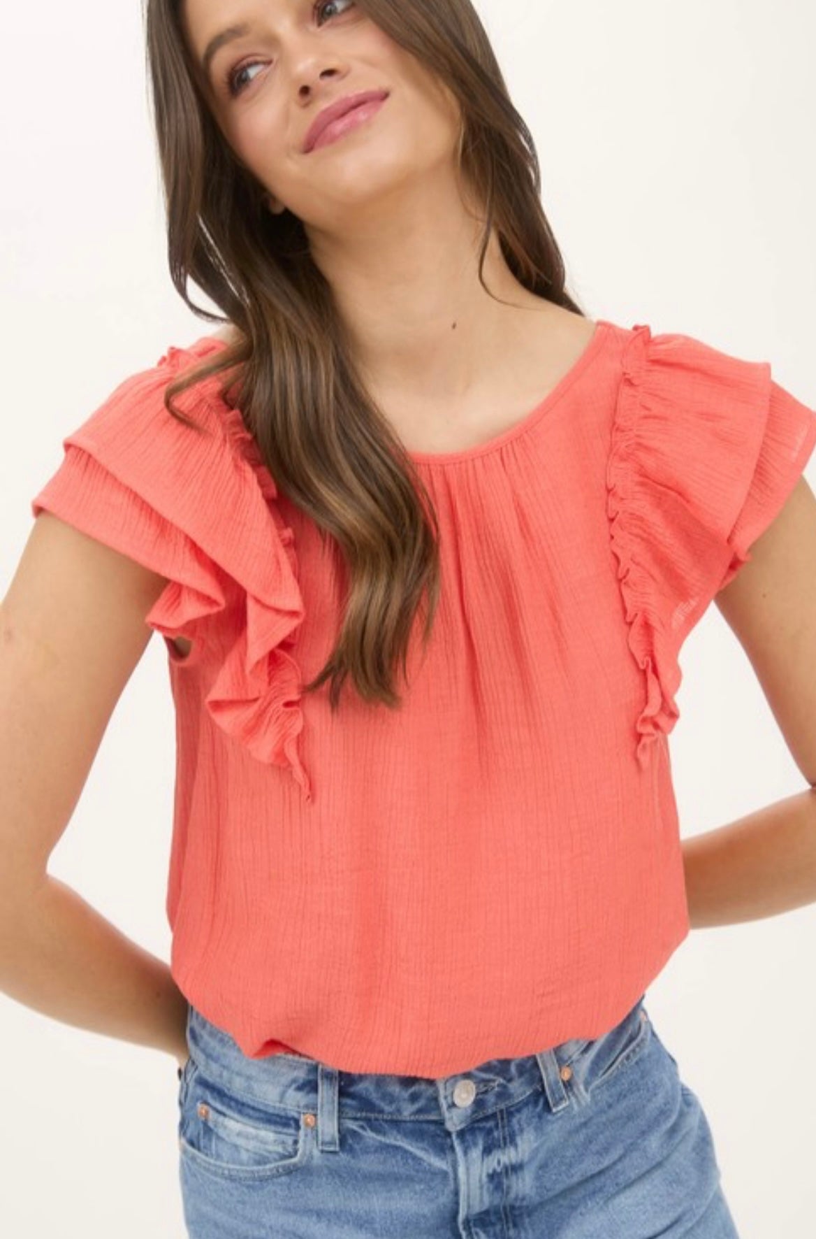 Ruffle Top with Back Bow Detail