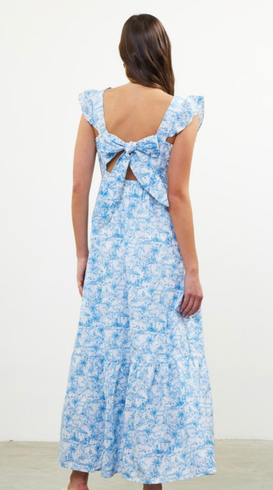 French Blue Tie Back Maxi