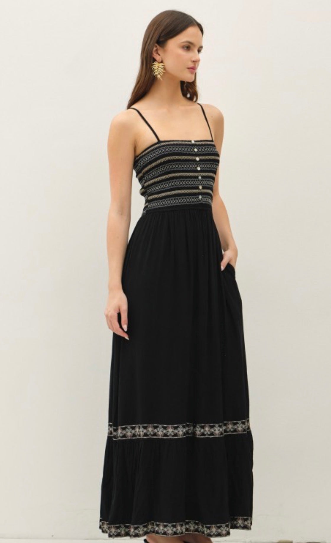 Embroidered Maxi Dress Two Colors