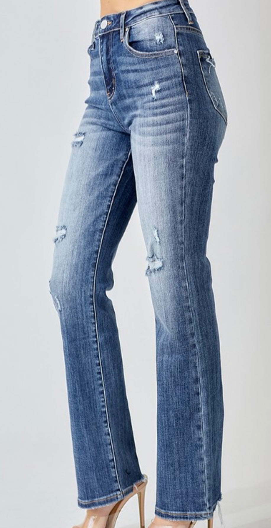 Vintage Wash Straight Leg Jeans