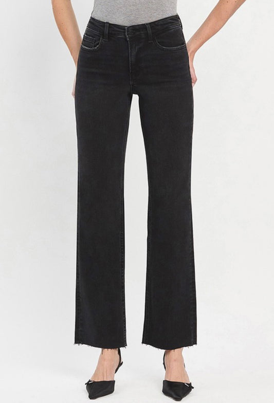 Black High Rise Slim Wide Jeans
