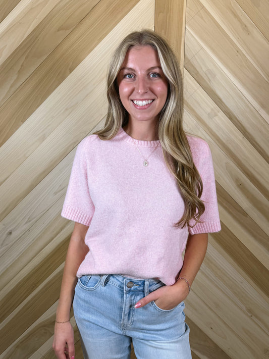 Fuzzy Short Sleeve Sweater