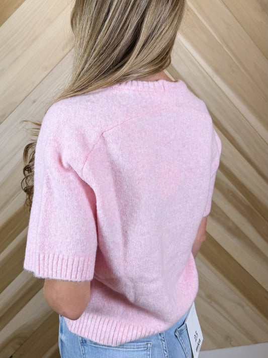 Fuzzy Short Sleeve Sweater