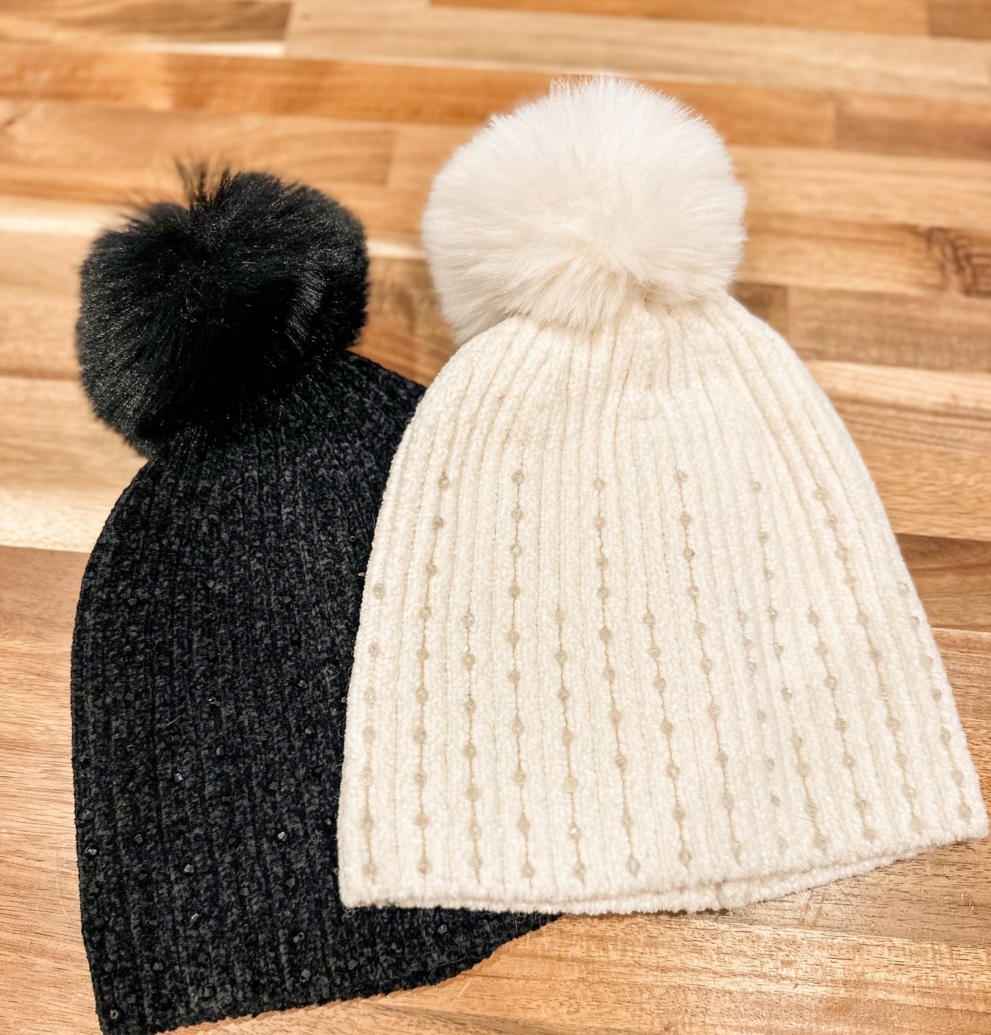 Chenille Pom Beanie 2 colors