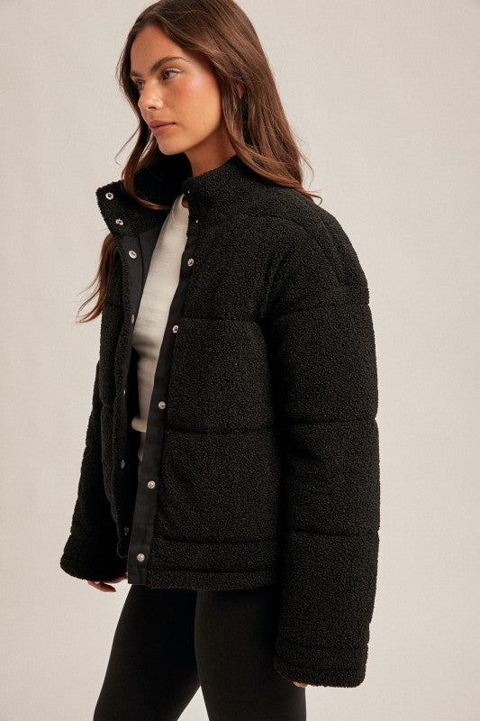Teddy Puffer Button Jacket