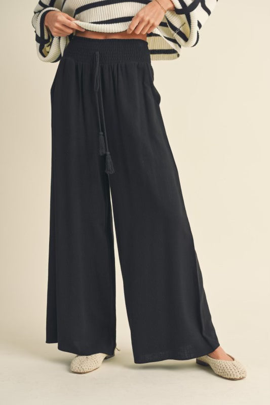 Linen Smocked Waist Pants