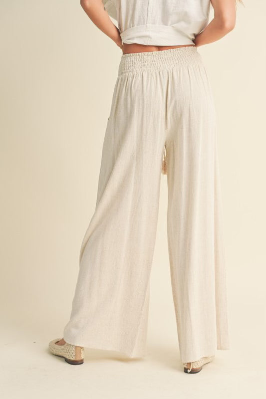 Linen Smocked Waist Pants