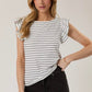 Ivory/Black Flutter Sleeve Top