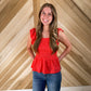 Coral Ruffle Sleeve Top