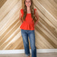 Coral Ruffle Sleeve Top