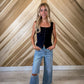 Scoop Neck Button Down Top