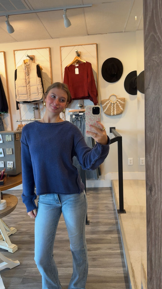 Navy Knit Pullover Sweater