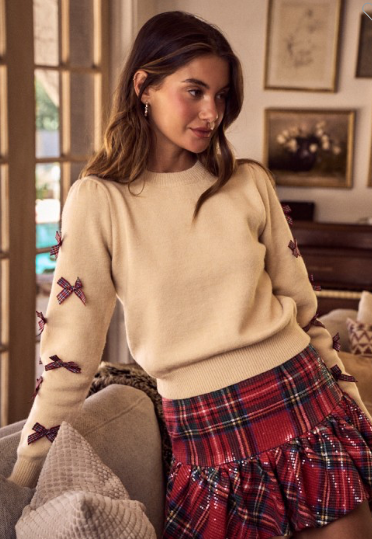 Plaid Bow Sweater
