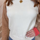Ivory/Caramel Crewneck Sweater