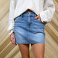 Lace Trim Denim Skirt