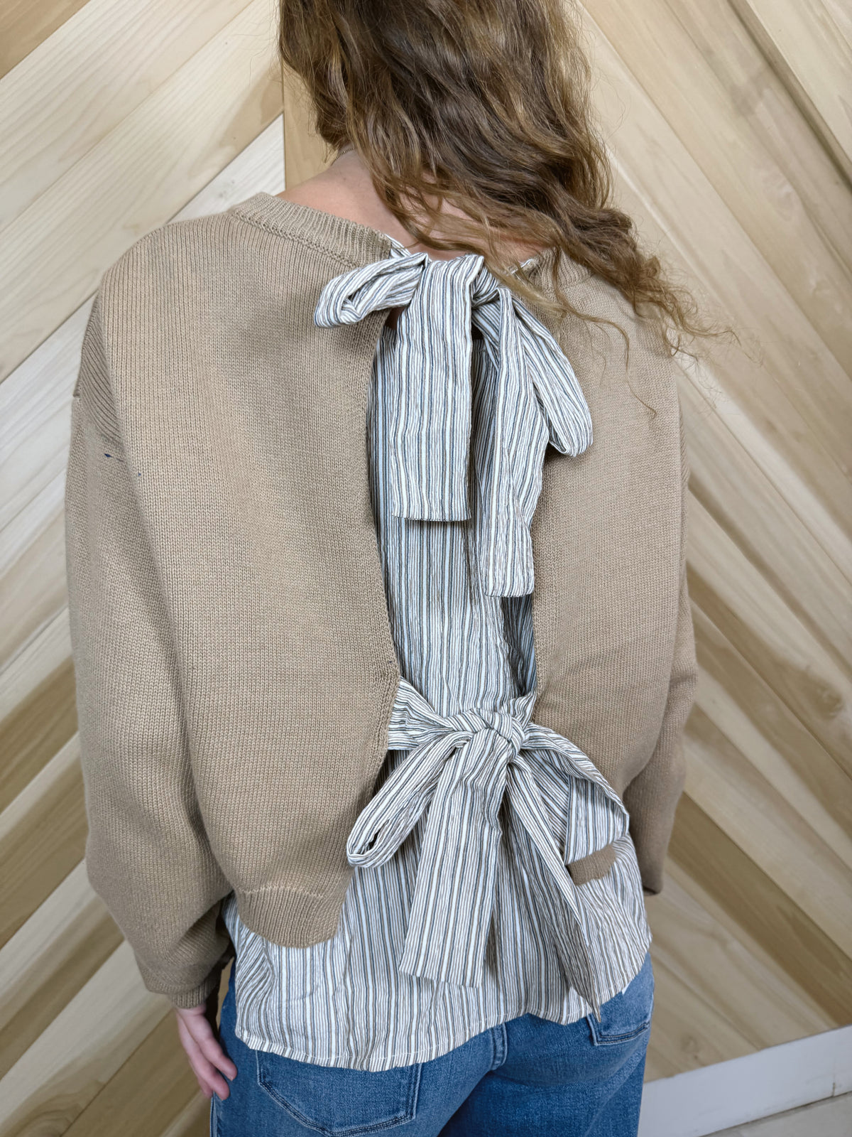 Latte Sweater with Back Bow