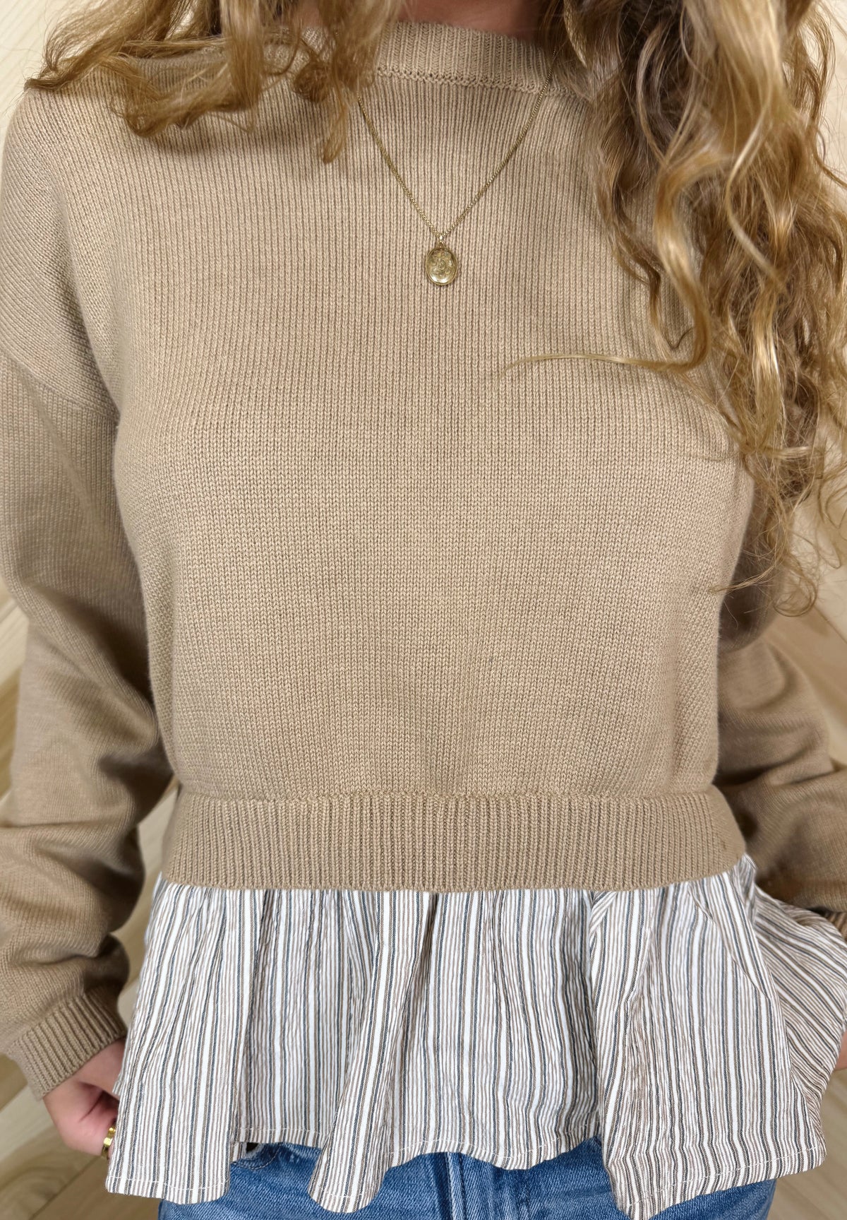 Latte Sweater with Back Bow