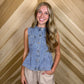 Light Wash Button Up Denim Vest