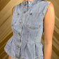 Light Wash Button Up Denim Vest