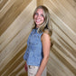 Light Wash Button Up Denim Vest