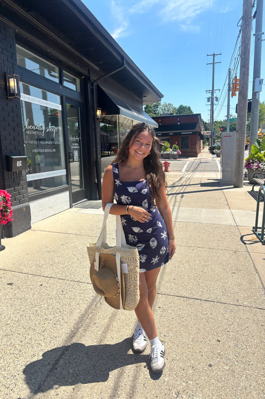 Linen Blend Seashell Mini Dress