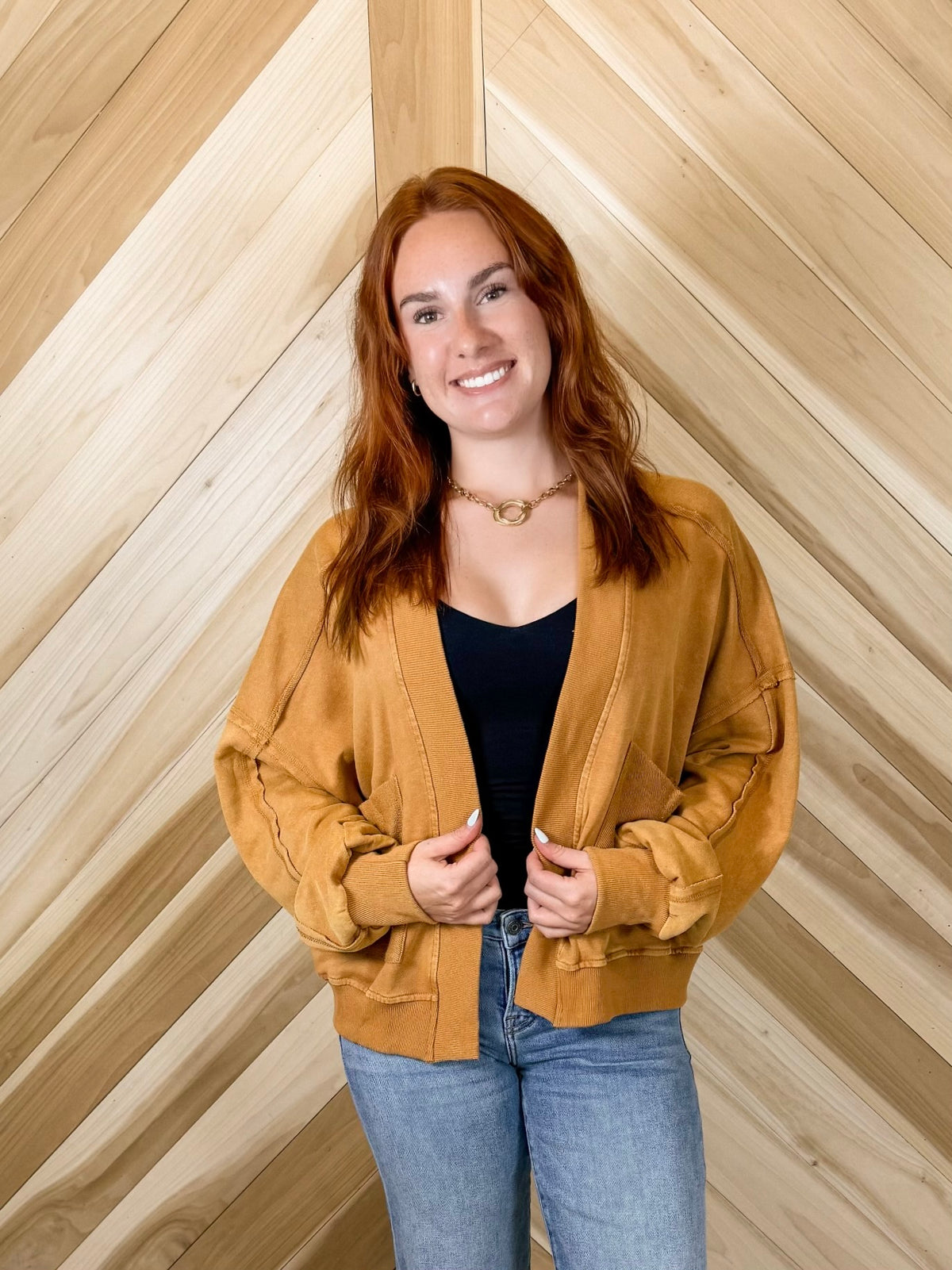Mineral Wash Balloon Sleeve Cardigan