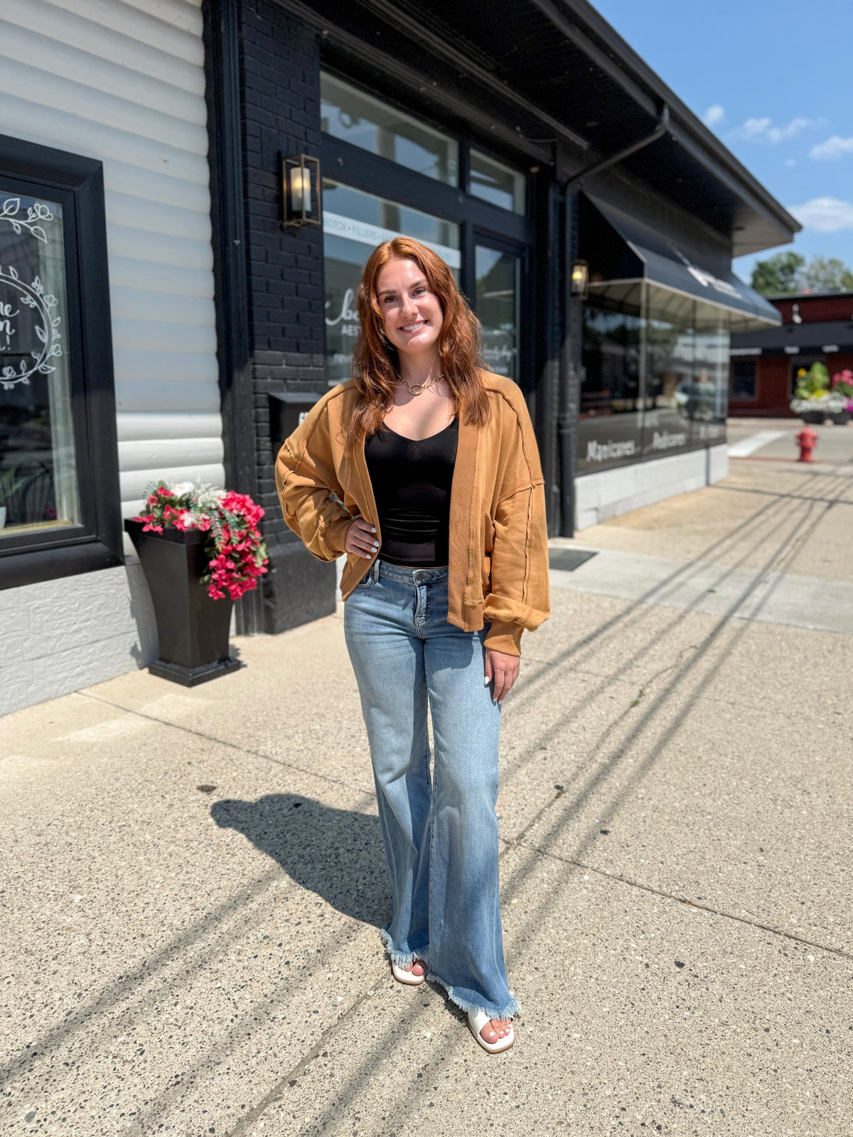 Mineral Wash Balloon Sleeve Cardigan