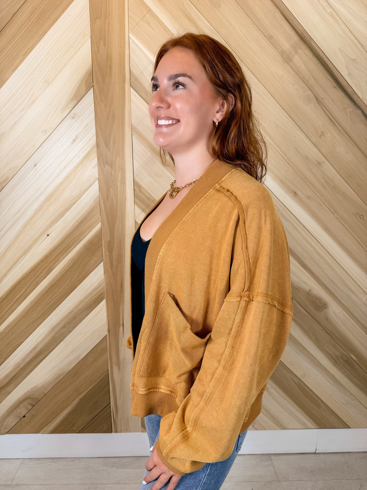 Mineral Wash Balloon Sleeve Cardigan