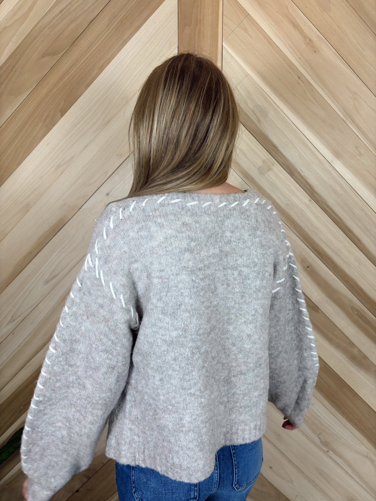 Oatmeal Whipstitch Cardigan