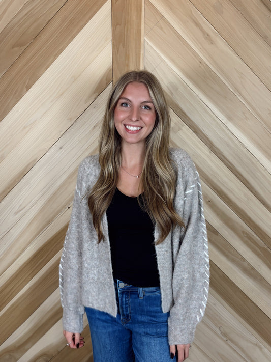 Oatmeal Whipstitch Cardigan
